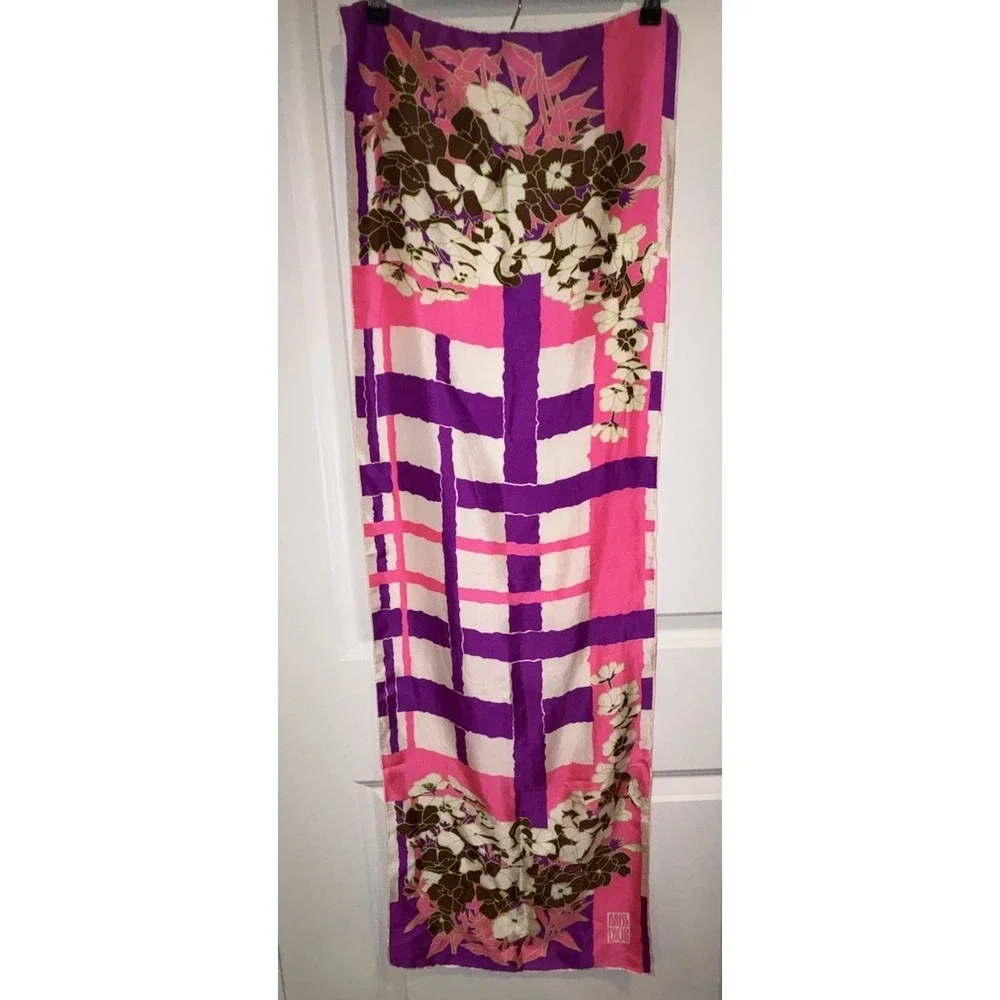 Vintage‎ Christian Dior Miss Dior Silk Scarf 15x46 Floral Made In Japan